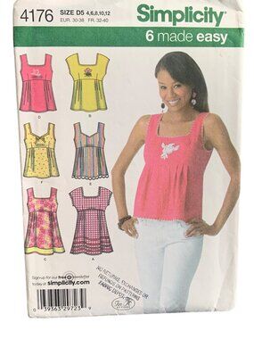 Simplicity Sewing Pattern 4176 Women's Shirt Size 4 6 8 10 12 Uncut 2006